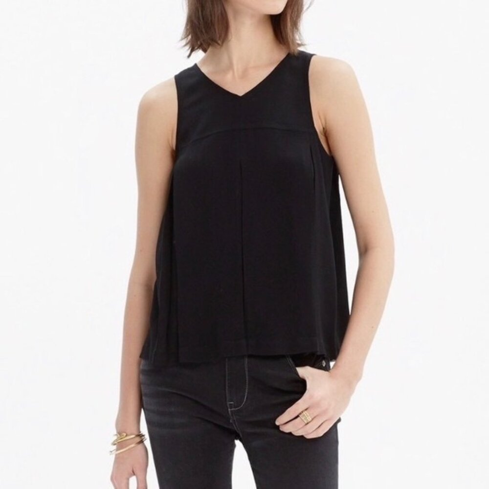 MADEWELL black sheer trapeze swing top tank blouse 2